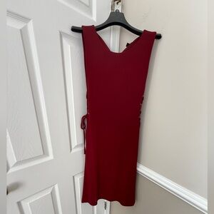Ann Taylor Deep Red Dress with gold side accents - NWOT